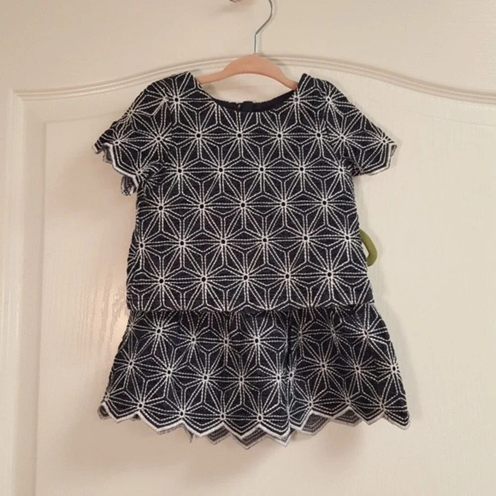 Oshkosh Navy White Geometric Skirt and Top Set